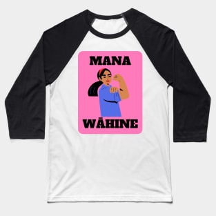 mana wāhine strong woman pink design Baseball T-Shirt